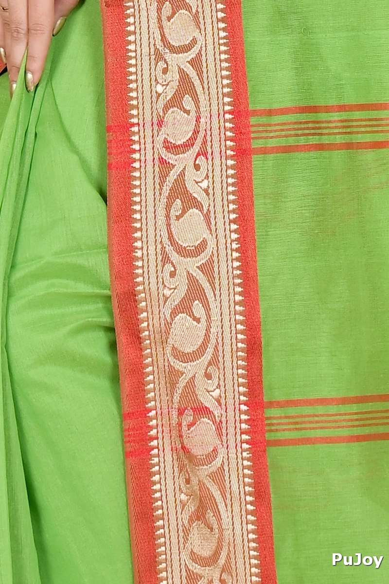Green Pure Cotton Nova Hand Loom Saree (1666)