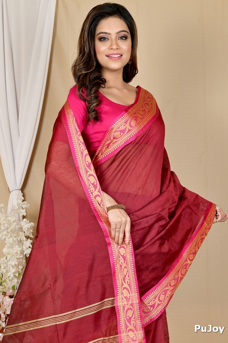 Brown Pure Cotton Nova Hand Loom Saree (1667)