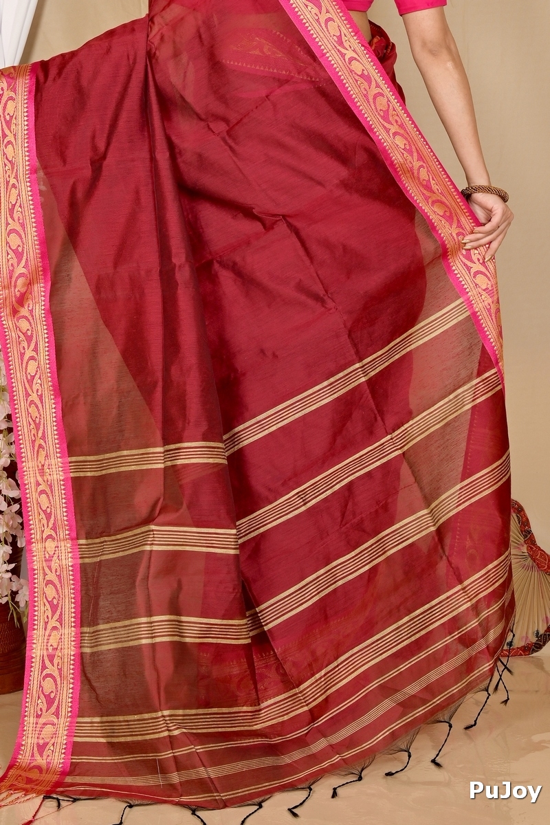 Brown Pure Cotton Nova Hand Loom Saree (1667)