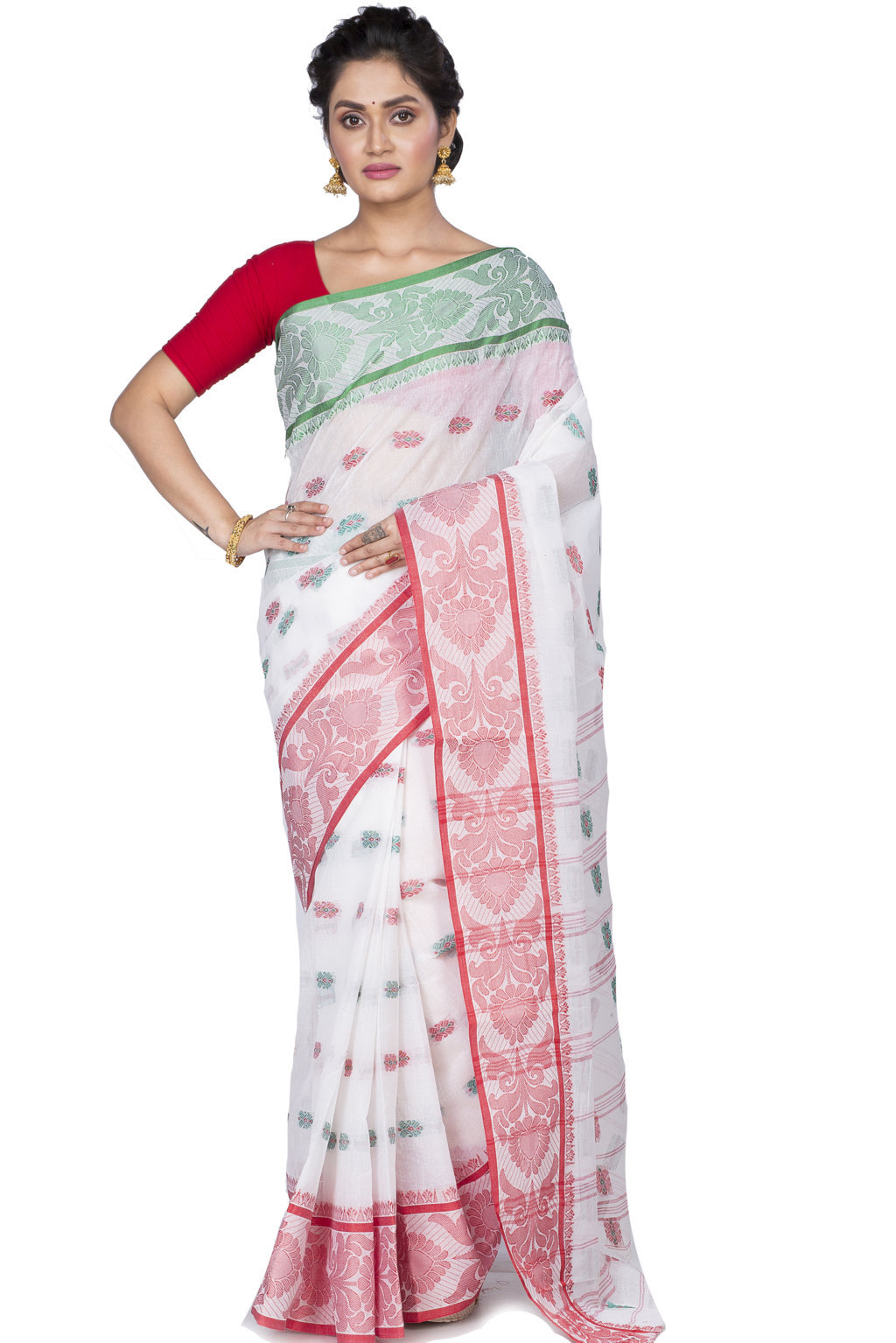 White Pure Cotton Akriti Tant Saree (167)