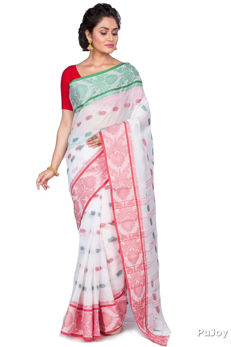 White Pure Cotton Akriti Tant Saree (167)
