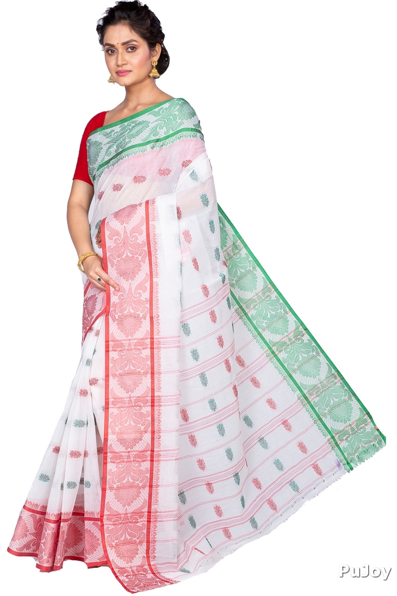 White Pure Cotton Akriti Tant Saree (167)