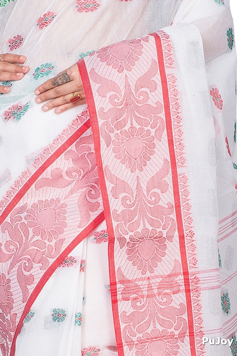 White Pure Cotton Akriti Tant Saree (167)
