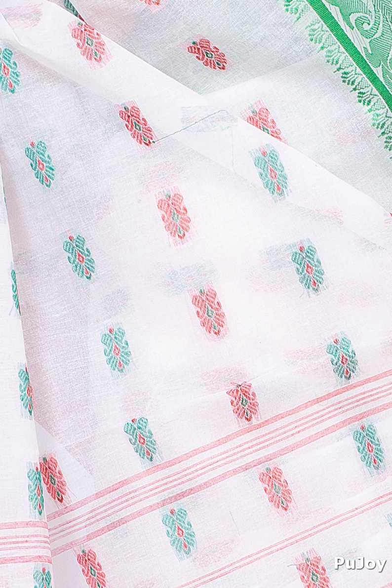 White Pure Cotton Akriti Tant Saree (167)