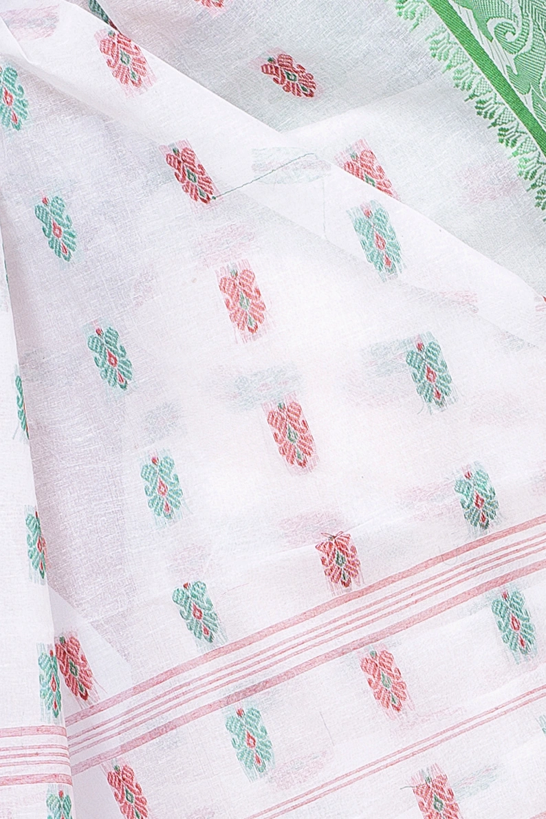 White Pure Cotton Akriti Tant Saree (167)