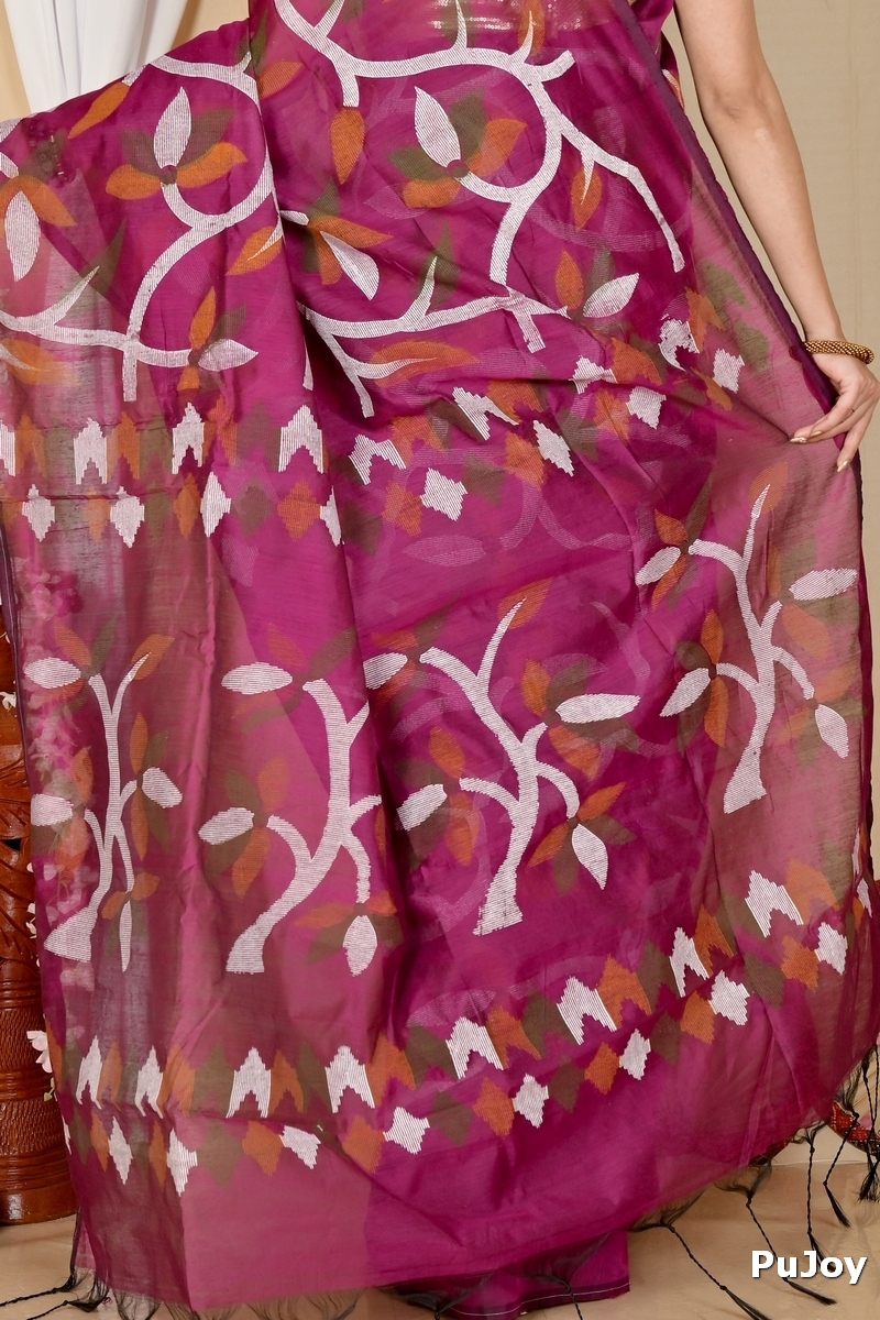 Purple Cotton Naren Hand Loom Saree (1671)