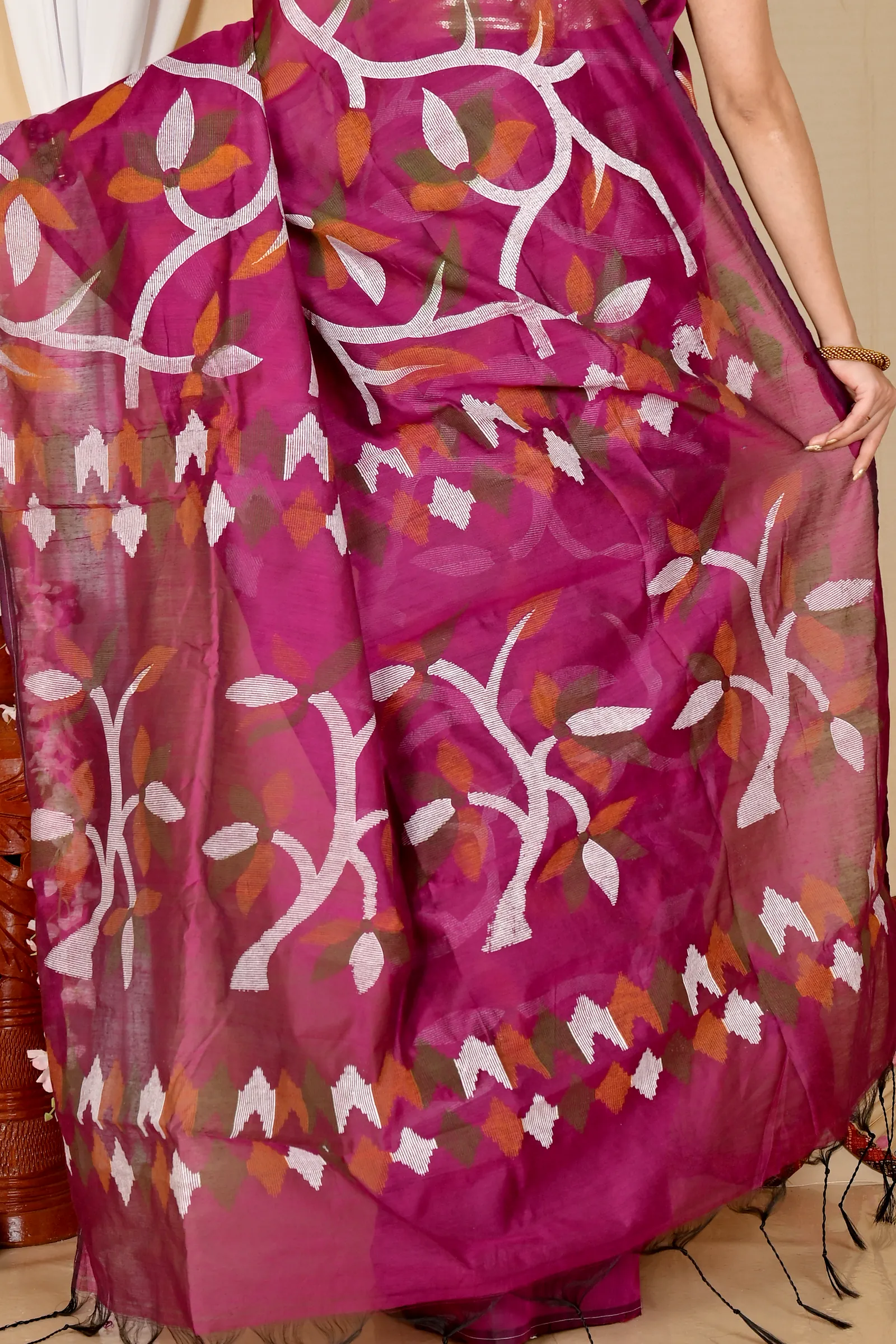 Purple Cotton Naren Hand Loom Saree (1671)