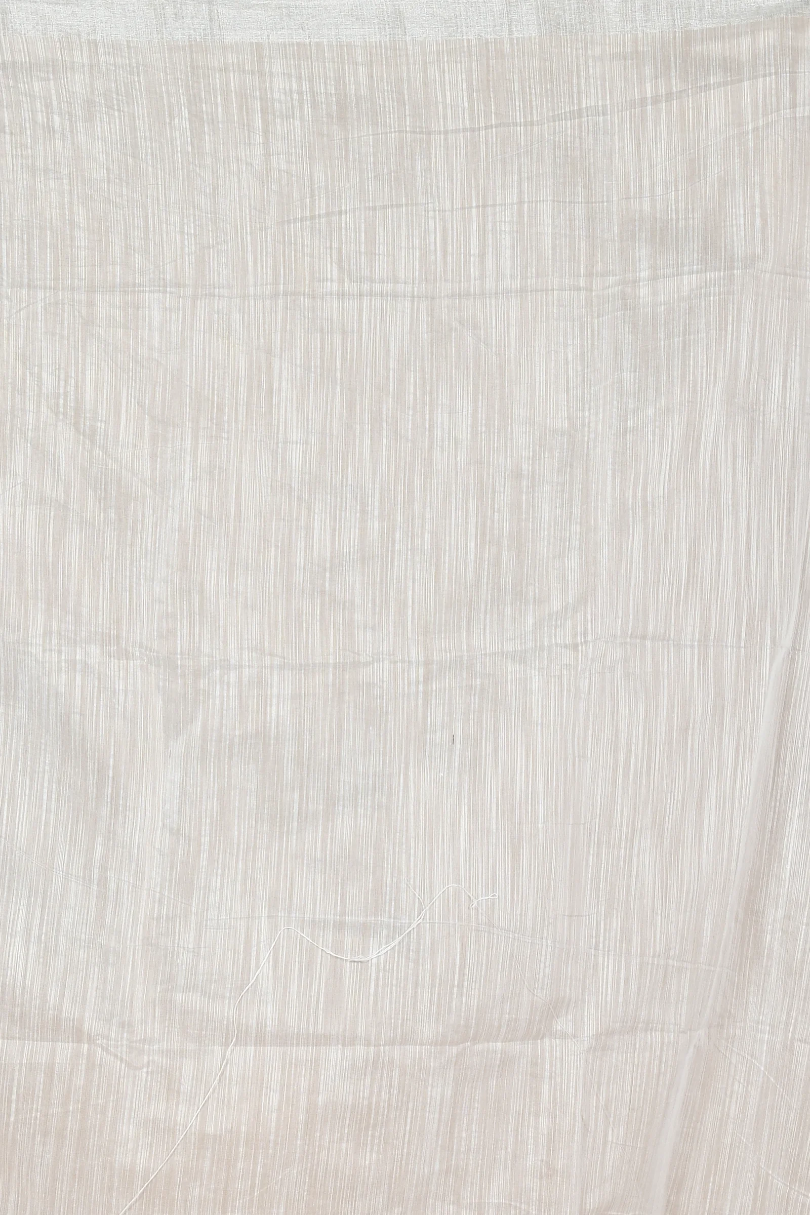 White Blended Cotton Slabaka Ful Hand Painted Saree (1673)