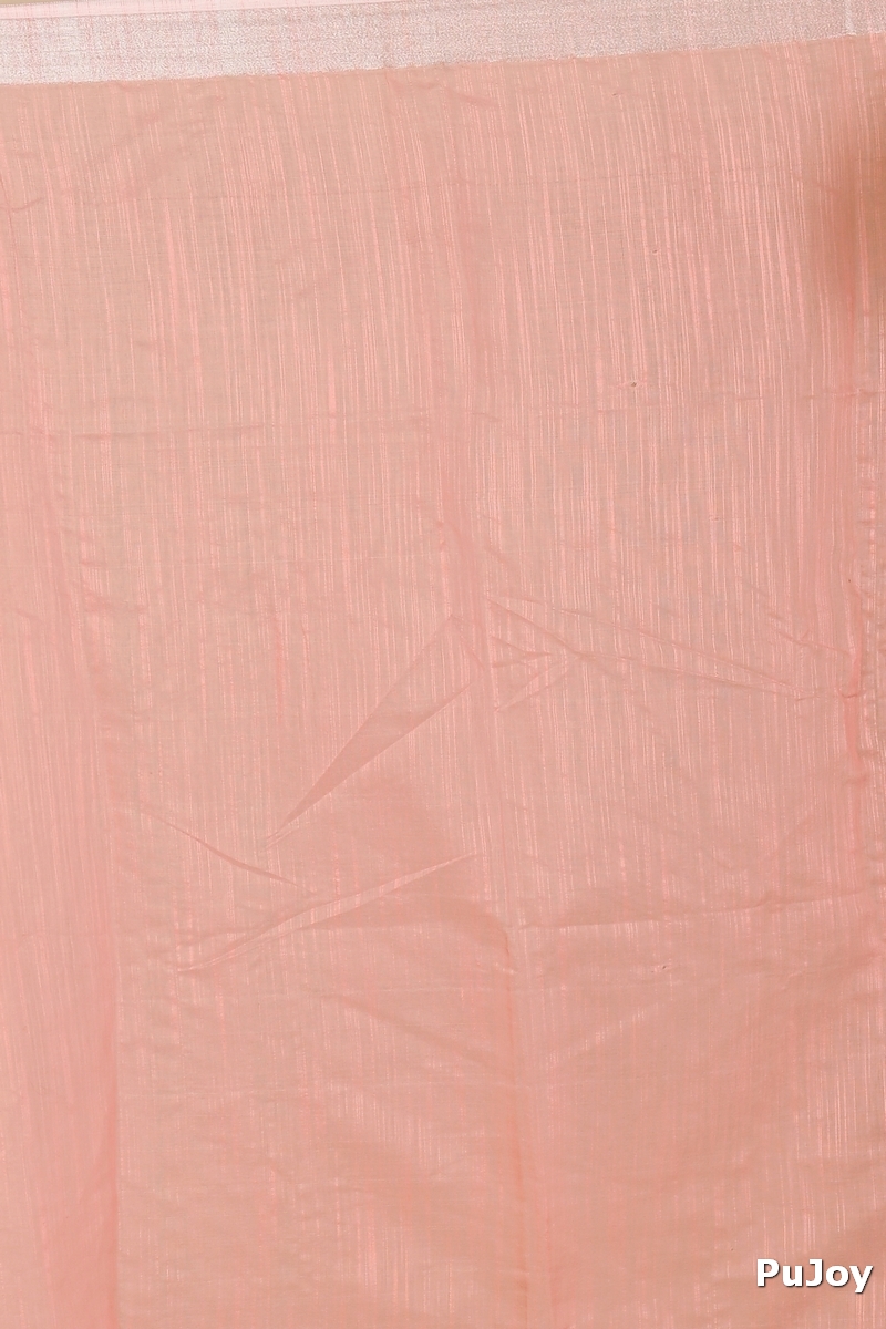 Peach Blended Cotton Tanikato Hand Painted Saree (1680)