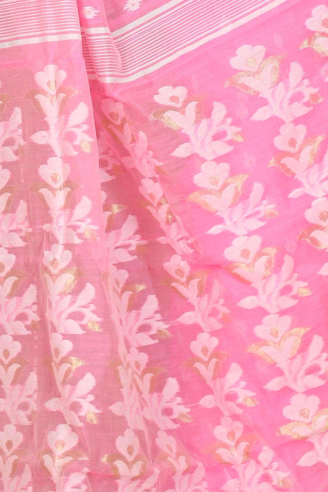 Pink Blended Cotton Rapial Jamdani Saree (1683)