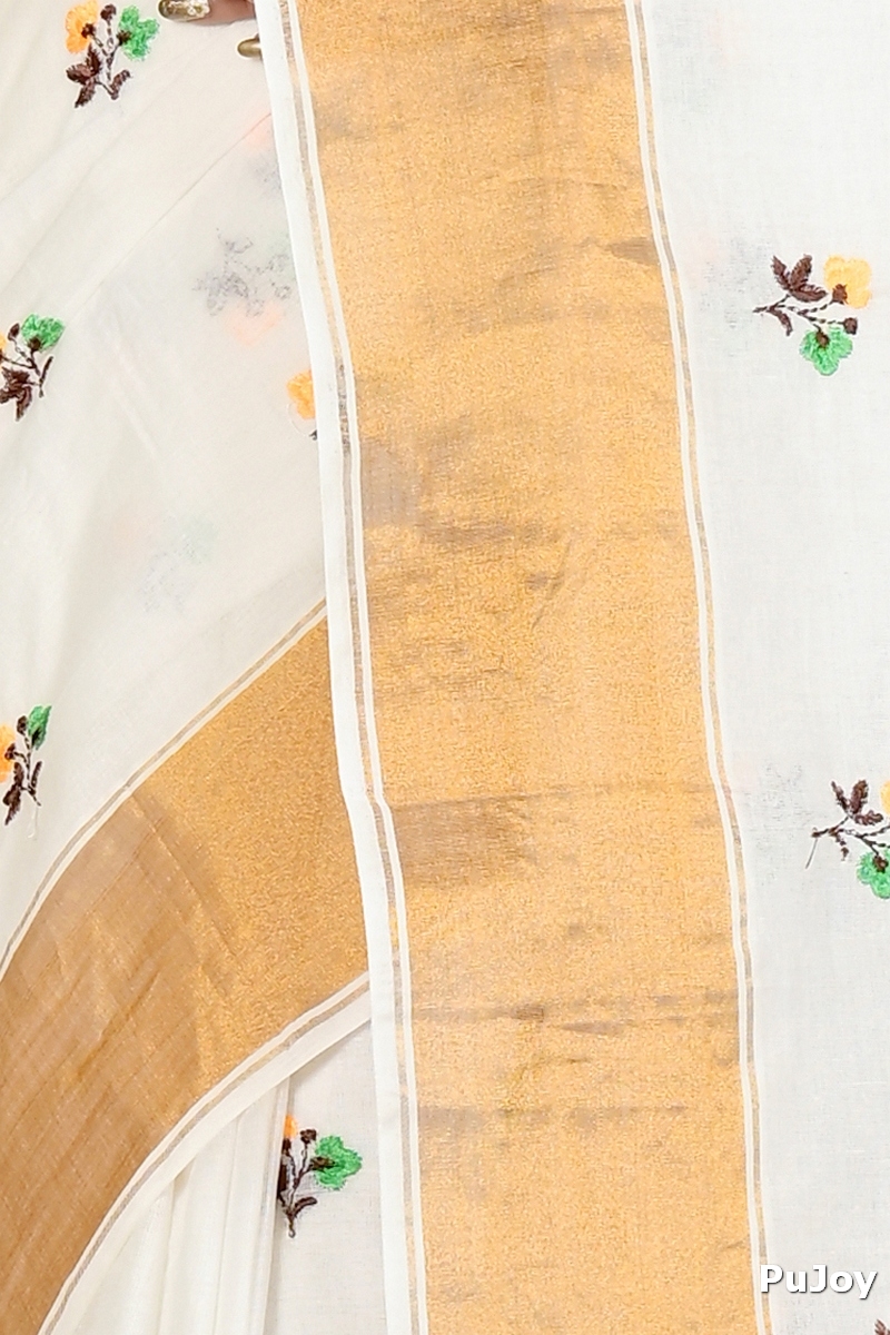 White Glold Pure Cotton Leome Tant Embroidery (1687)