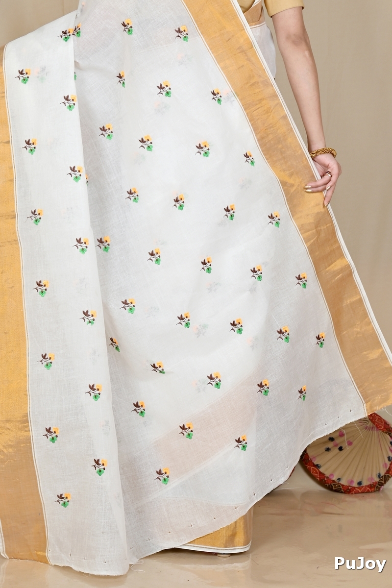 White Glold Pure Cotton Leome Tant Embroidery (1687)