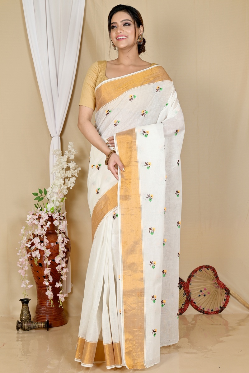 White Glold Pure Cotton Leome Tant Embroidery (1687)