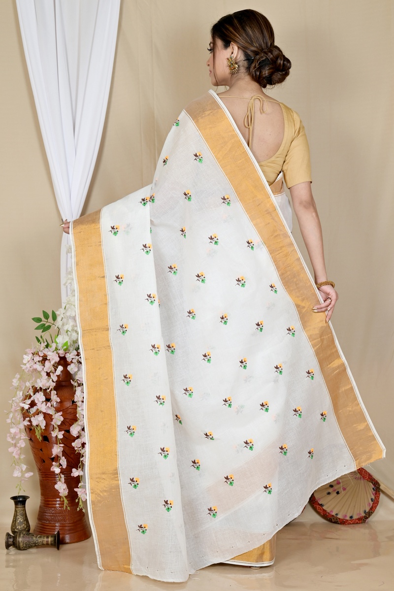 White Glold Pure Cotton Leome Tant Embroidery (1687)