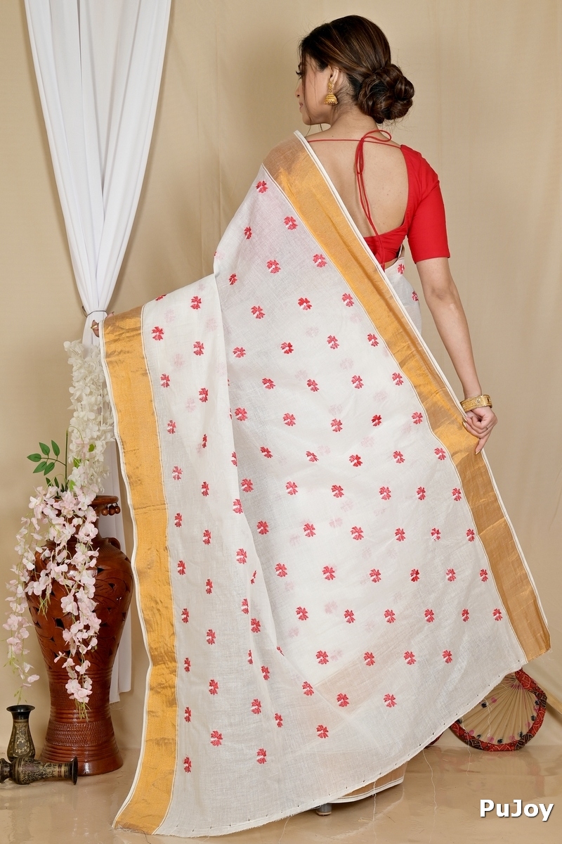 White Glold Pure Cotton Leome Tant Embroidery (1688)
