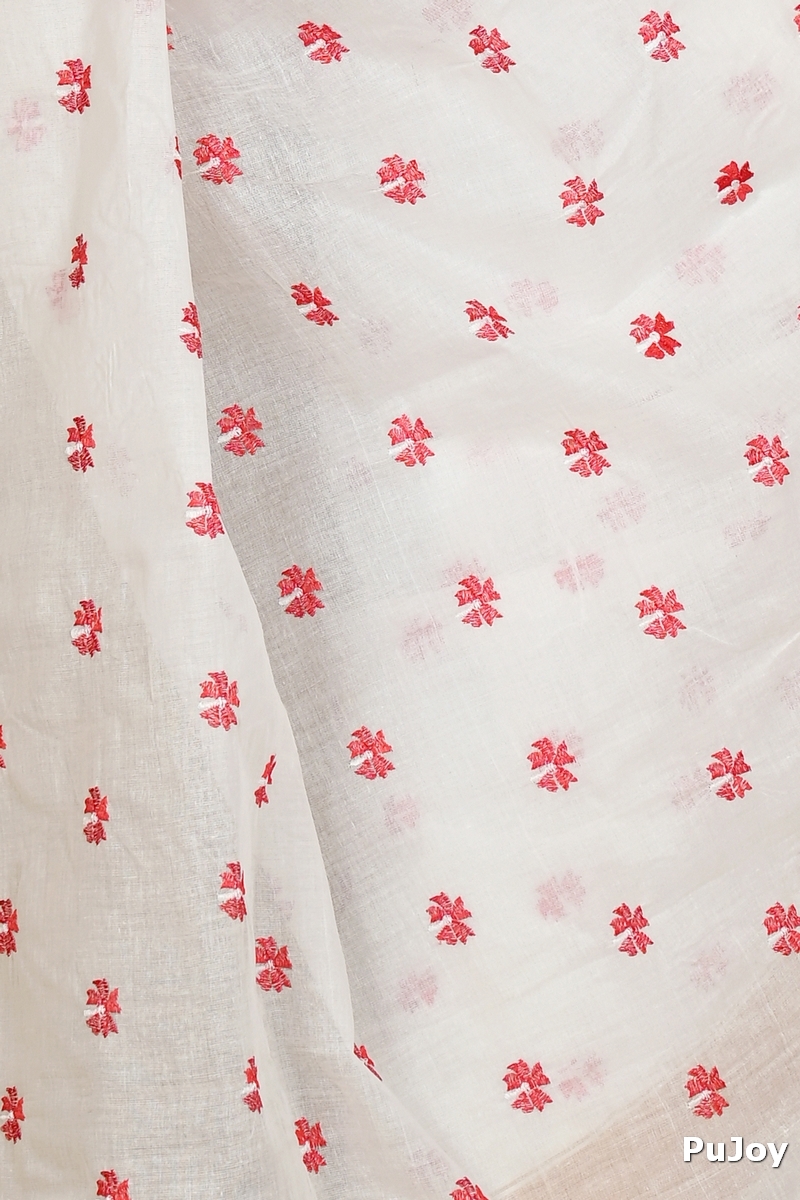 White Glold Pure Cotton Leome Tant Embroidery (1688)