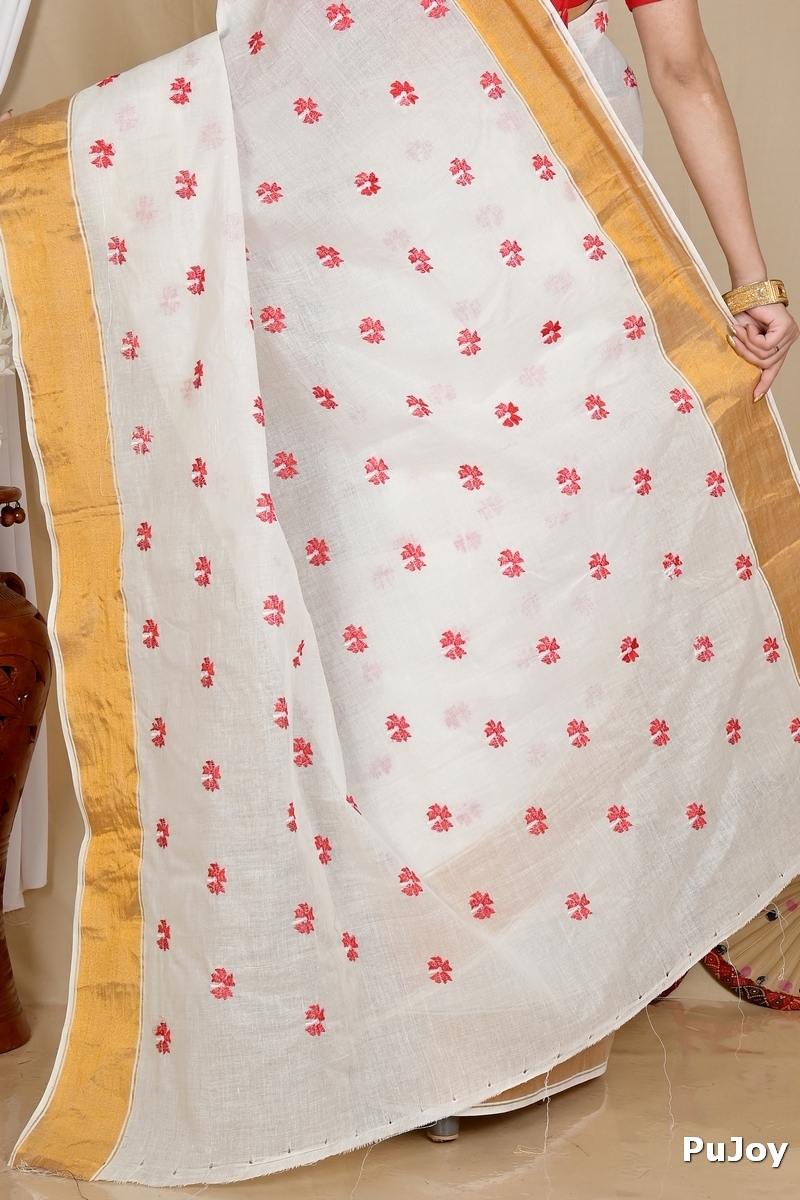 White Glold Pure Cotton Leome Tant Embroidery (1688)