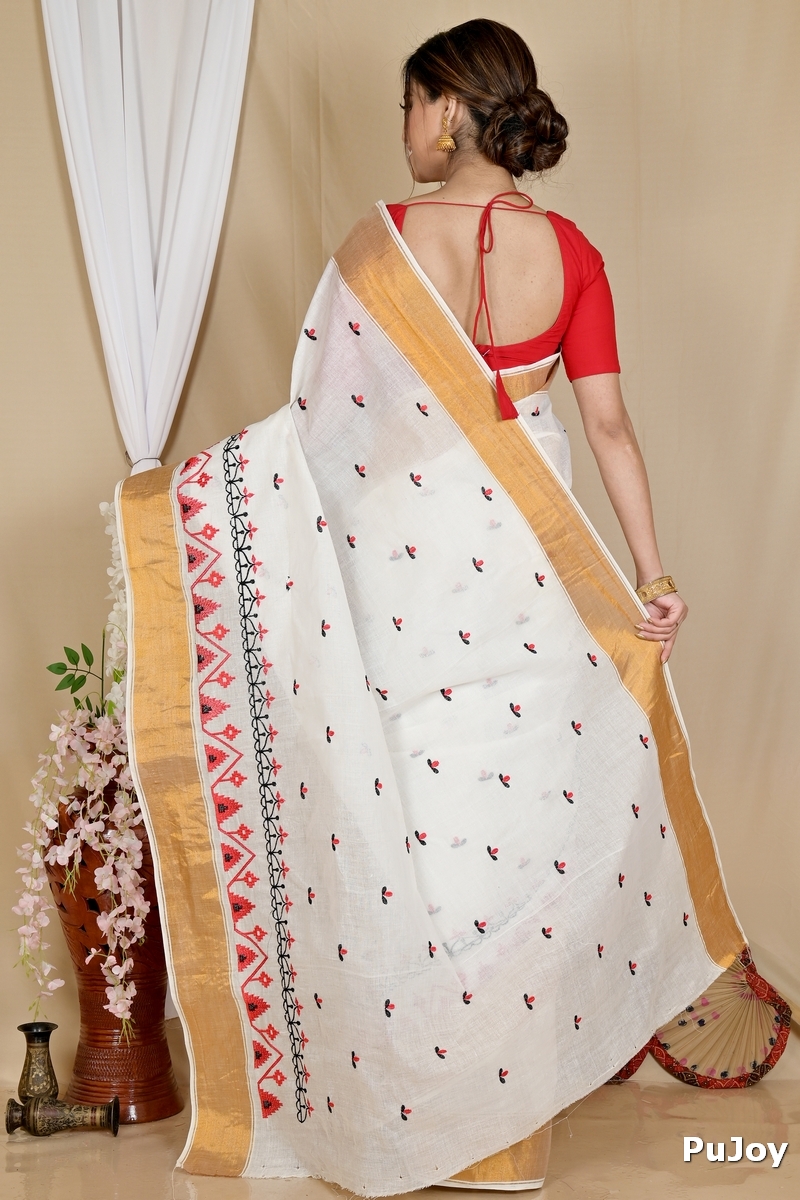 White Glold Pure Cotton Leome Tant Embroidery (1689)