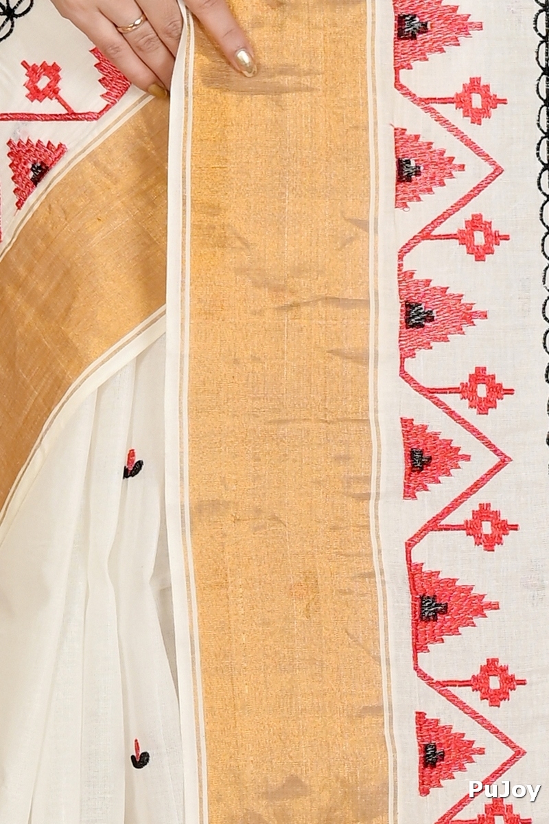 White Glold Pure Cotton Leome Tant Embroidery (1689)