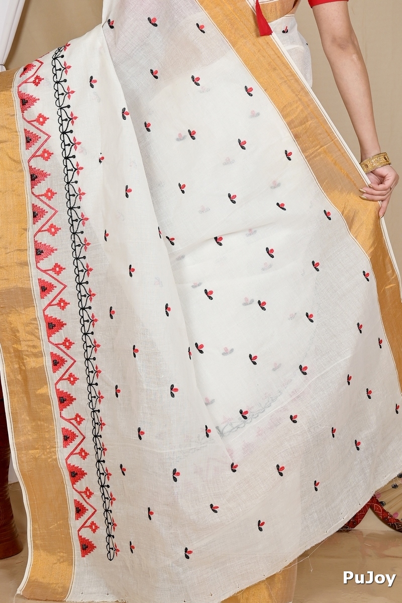 White Glold Pure Cotton Leome Tant Embroidery (1689)