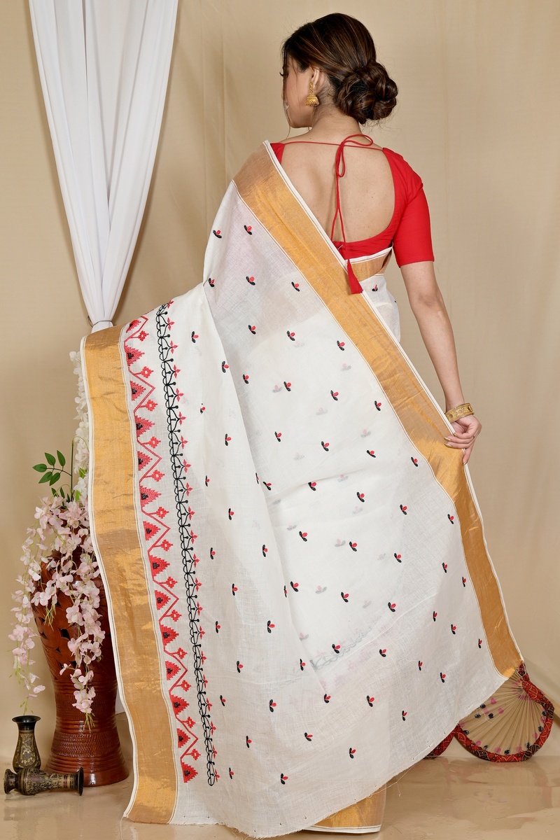 White Glold Pure Cotton Leome Tant Embroidery (1689)