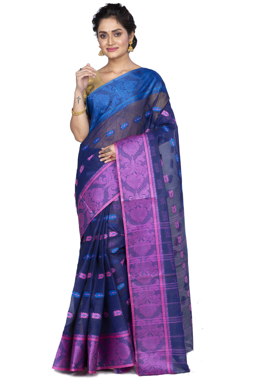 Naby Blue Pure Cotton Akriti Tant Saree (169)