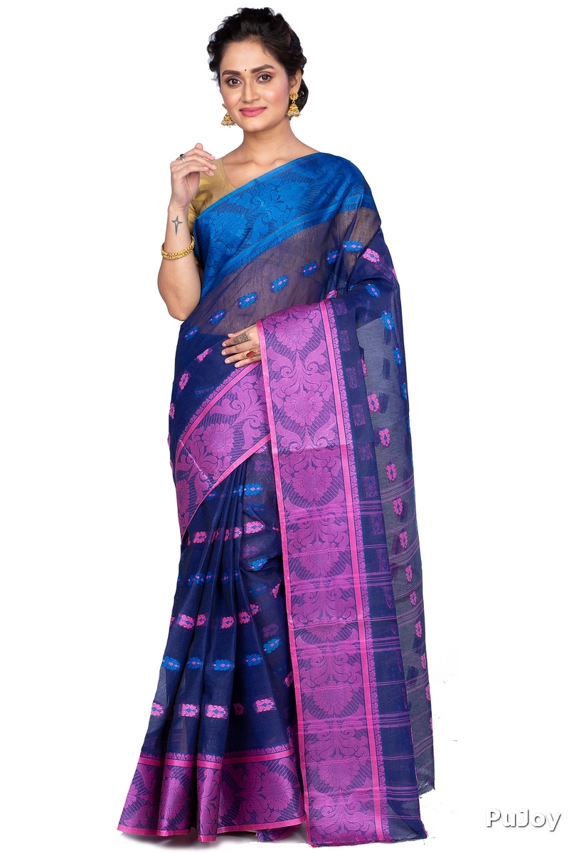 Naby Blue Pure Cotton Akriti Tant Saree (169)