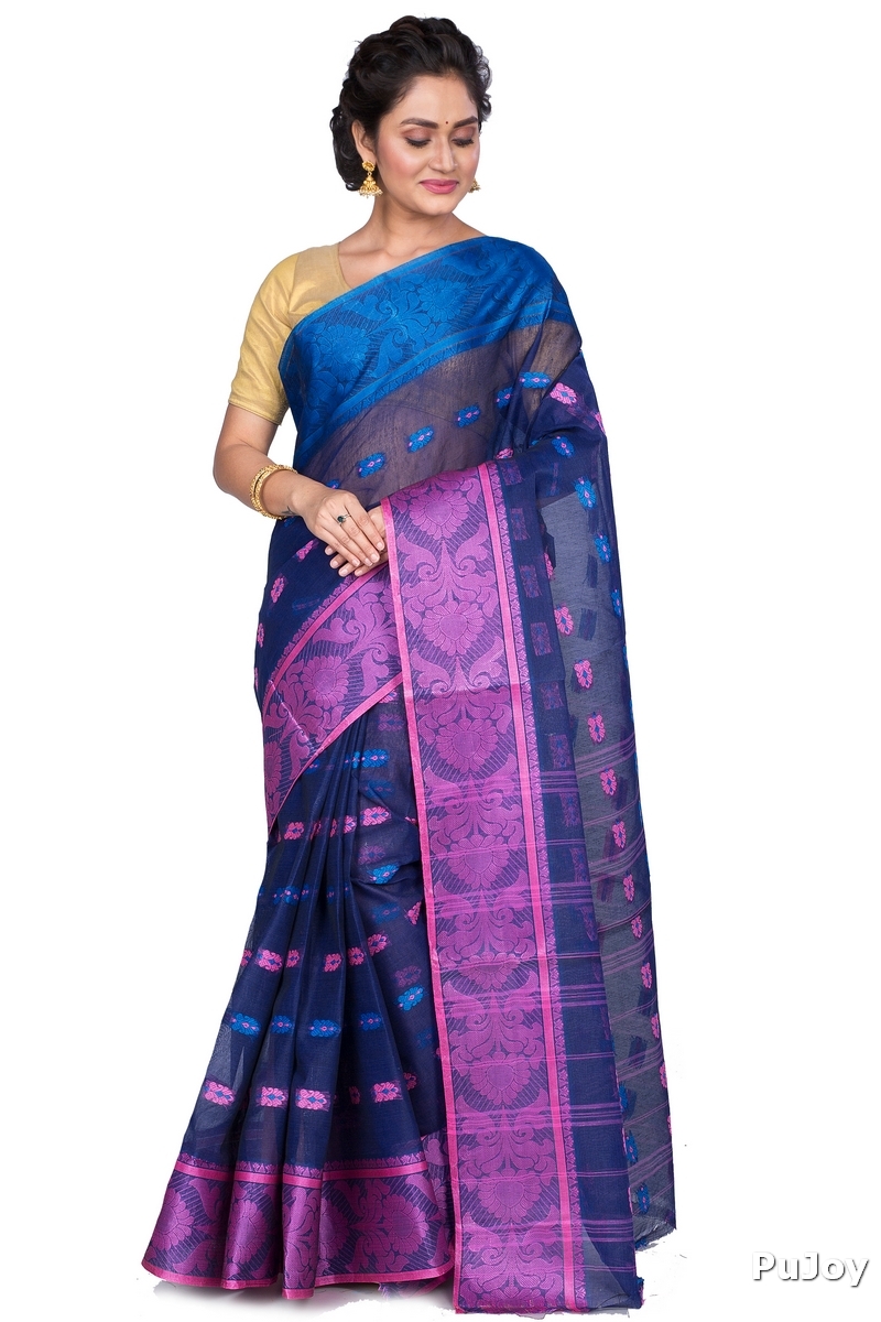 Naby Blue Pure Cotton Akriti Tant Saree (169)