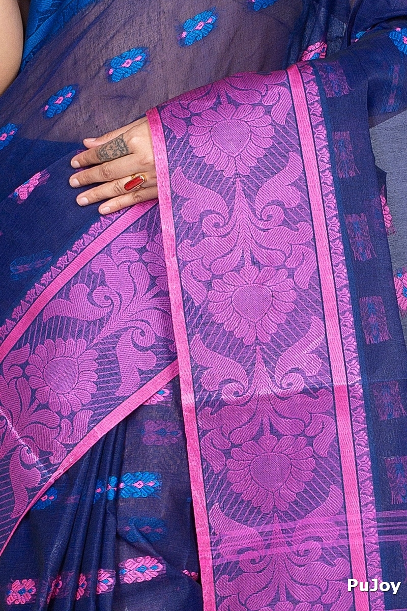 Naby Blue Pure Cotton Akriti Tant Saree (169)