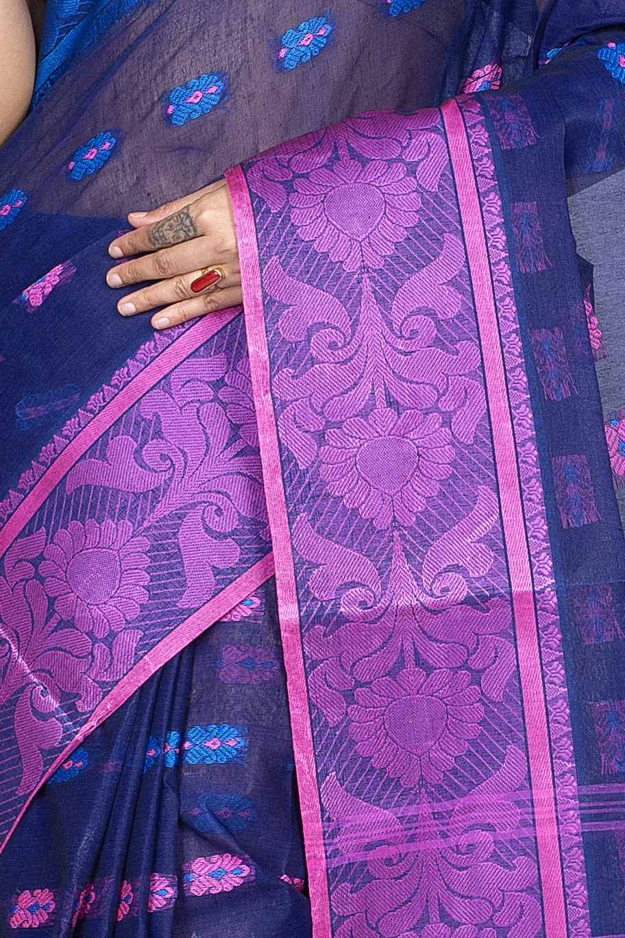 Naby Blue Pure Cotton Akriti Tant Saree (169)