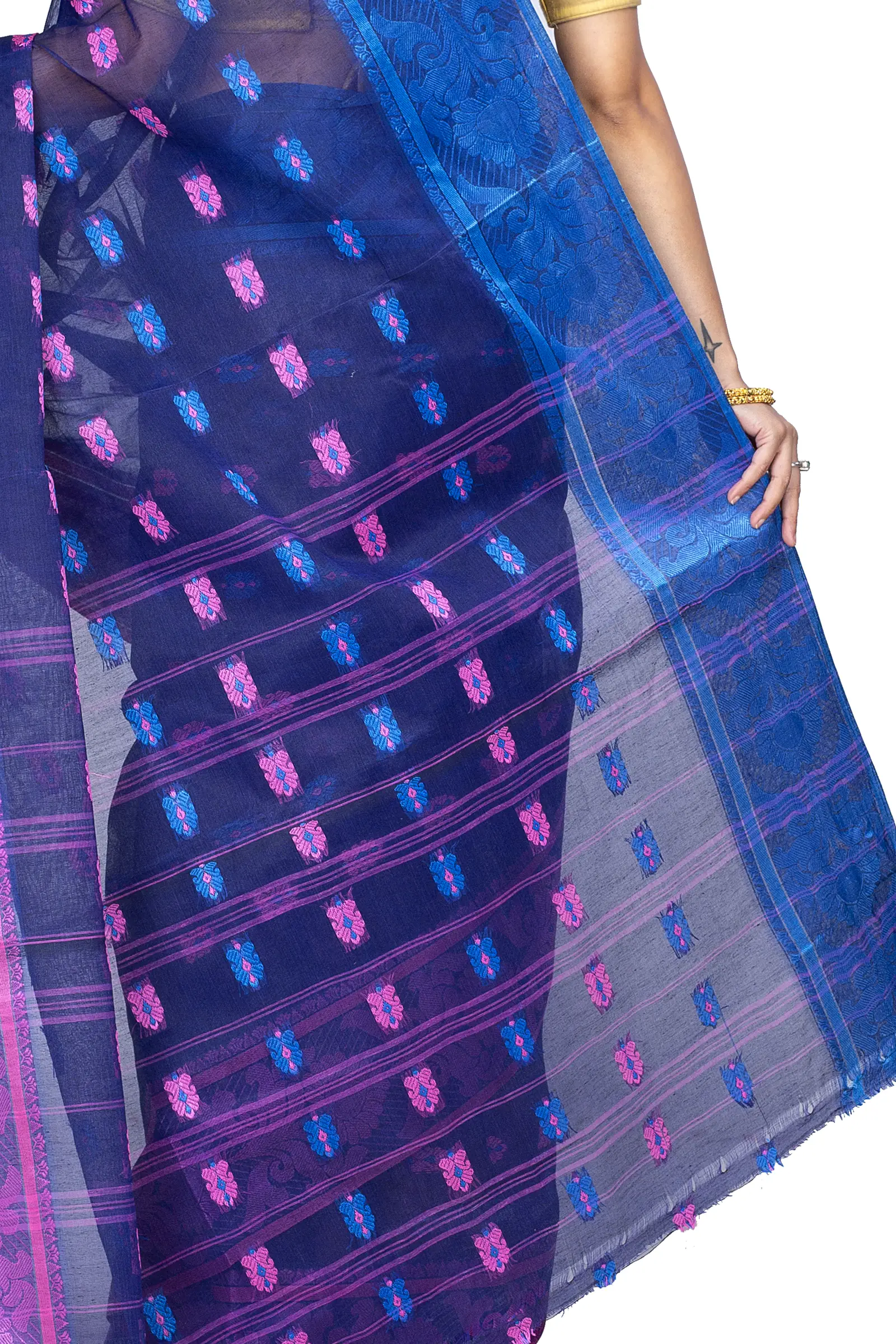 Naby Blue Pure Cotton Akriti Tant Saree (169)