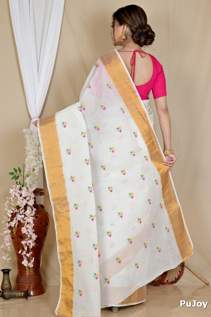 White Glold Pure Cotton Leome Tant Embroidery (1690)