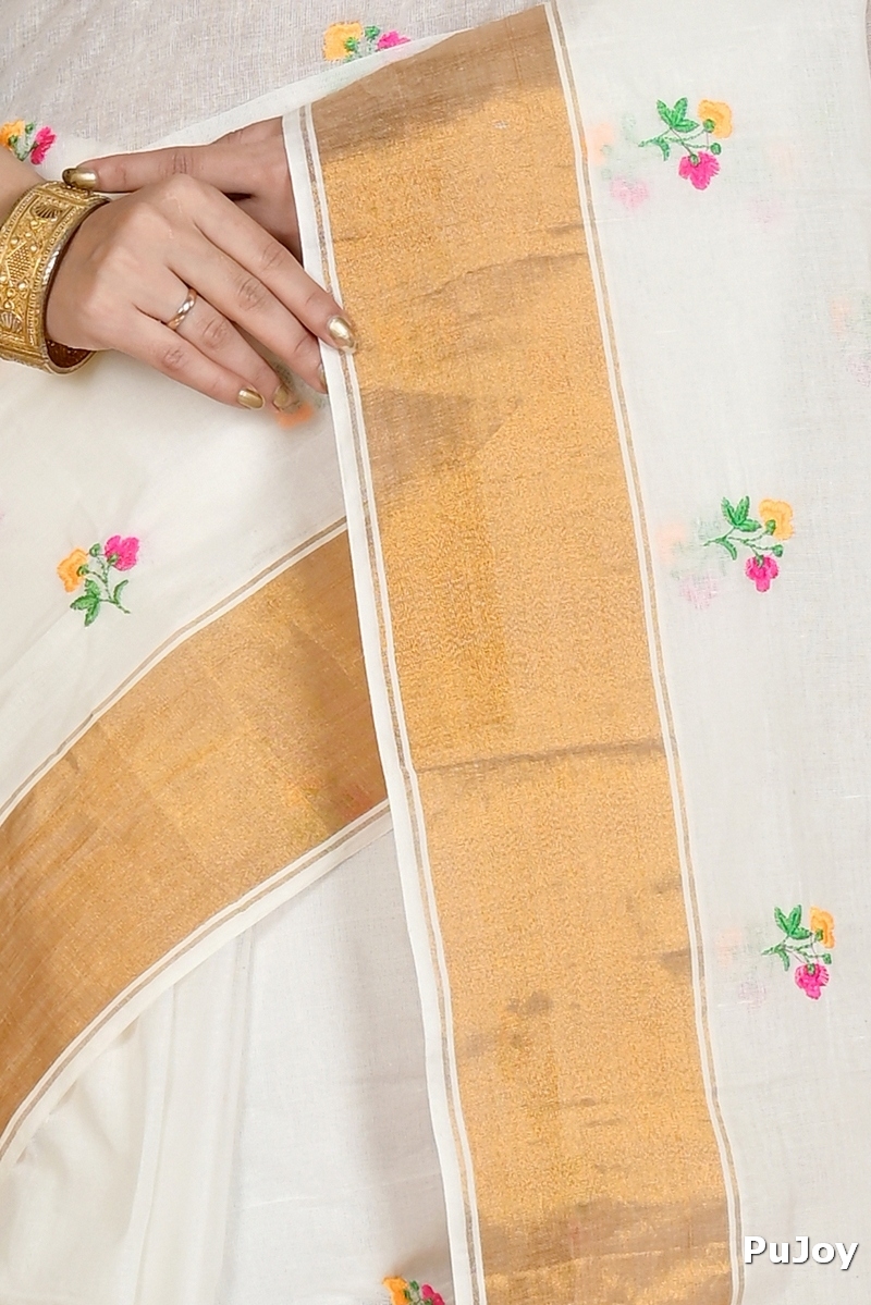 White Glold Pure Cotton Leome Tant Embroidery (1690)