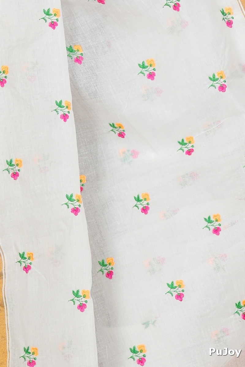 White Glold Pure Cotton Leome Tant Embroidery (1690)