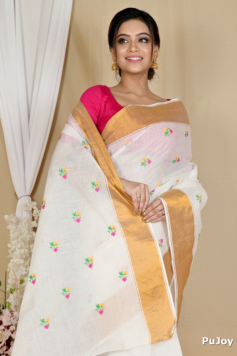 White Glold Pure Cotton Leome Tant Embroidery (1690)