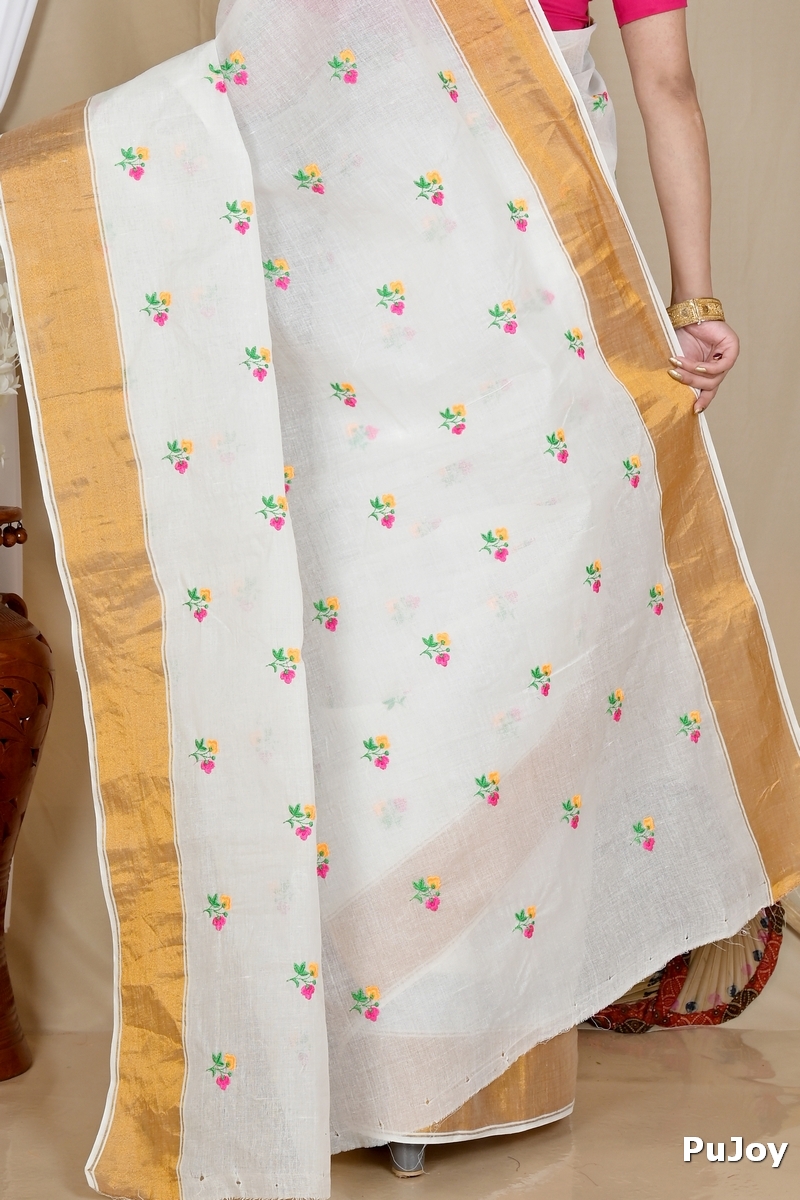 White Glold Pure Cotton Leome Tant Embroidery (1690)