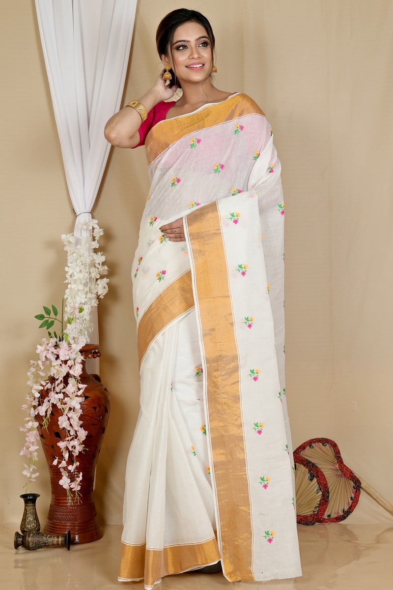 White Glold Pure Cotton Leome Tant Embroidery (1690)