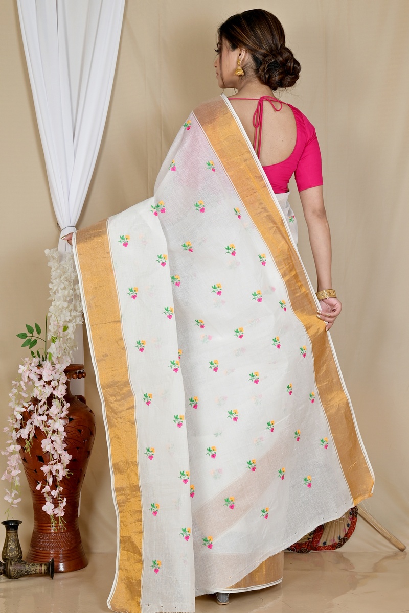 White Glold Pure Cotton Leome Tant Embroidery (1690)