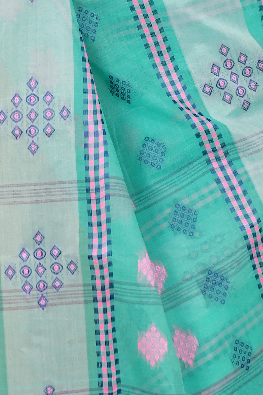 See Green Pure Cotton Krita Tant Saree (1692)
