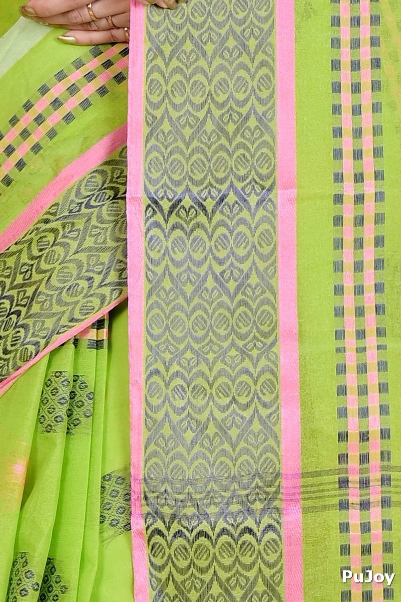 Green Pure Cotton Krita Tant Saree (1693)