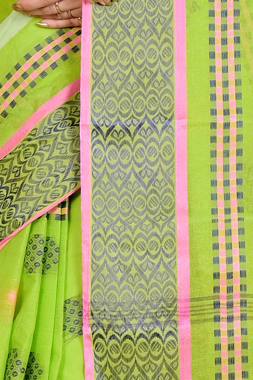 Green Pure Cotton Krita Tant Saree (1693)