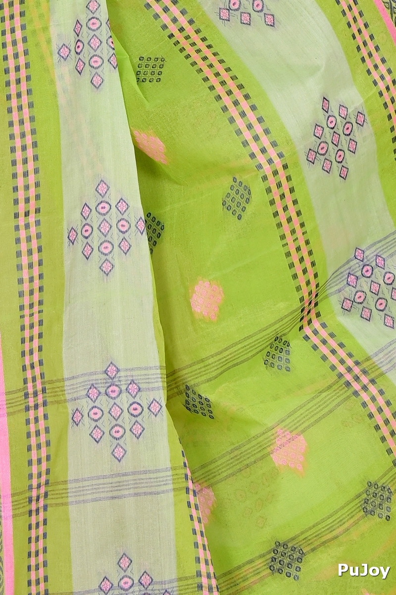 Green Pure Cotton Krita Tant Saree (1693)