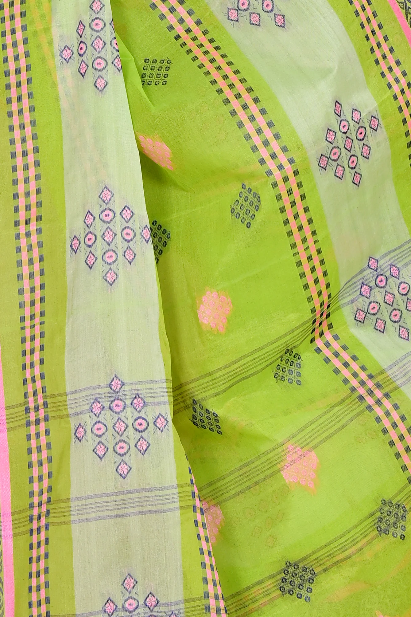 Green Pure Cotton Krita Tant Saree (1693)