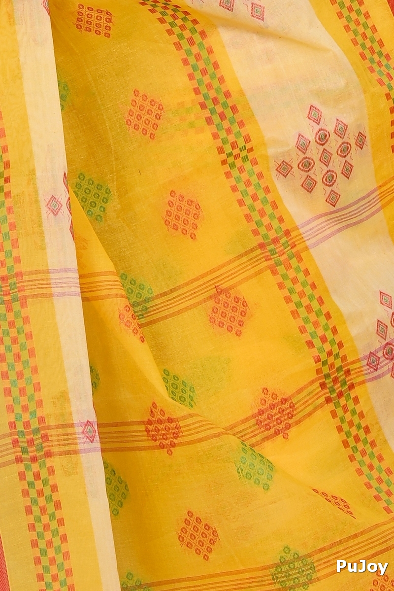 Yellow Pure Cotton Krita Tant Saree (1694)