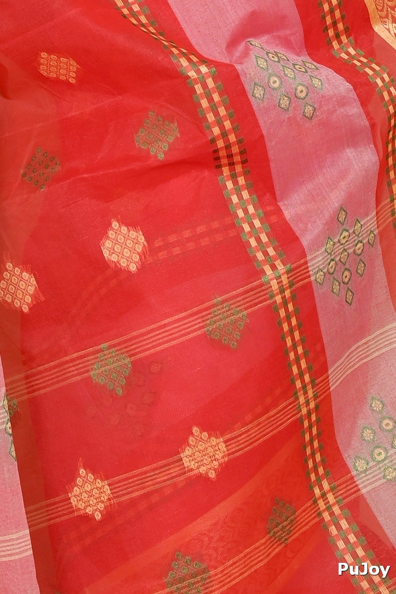 Red Pure Cotton Krita Tant Saree (1695)