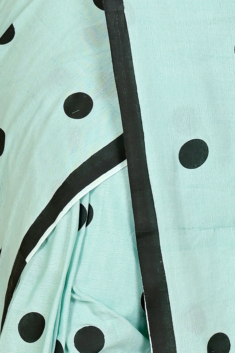 See Green Pure Cotton Tip Hand Loom Saree (1696)