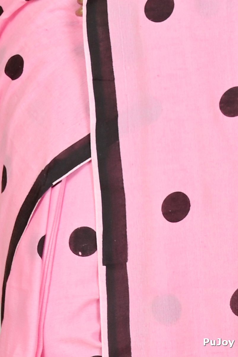 Pink Pure Cotton Tip Hand Loom Saree (1697)