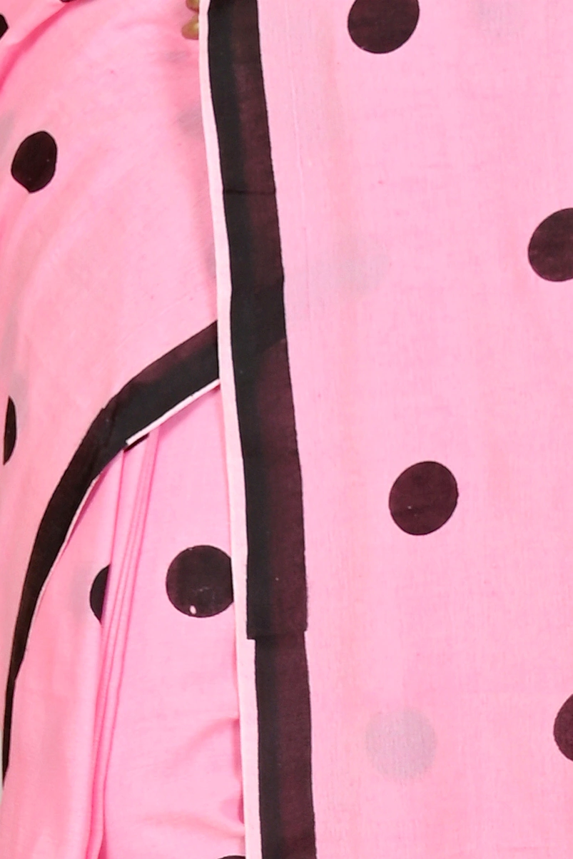 Pink Pure Cotton Tip Hand Loom Saree (1697)