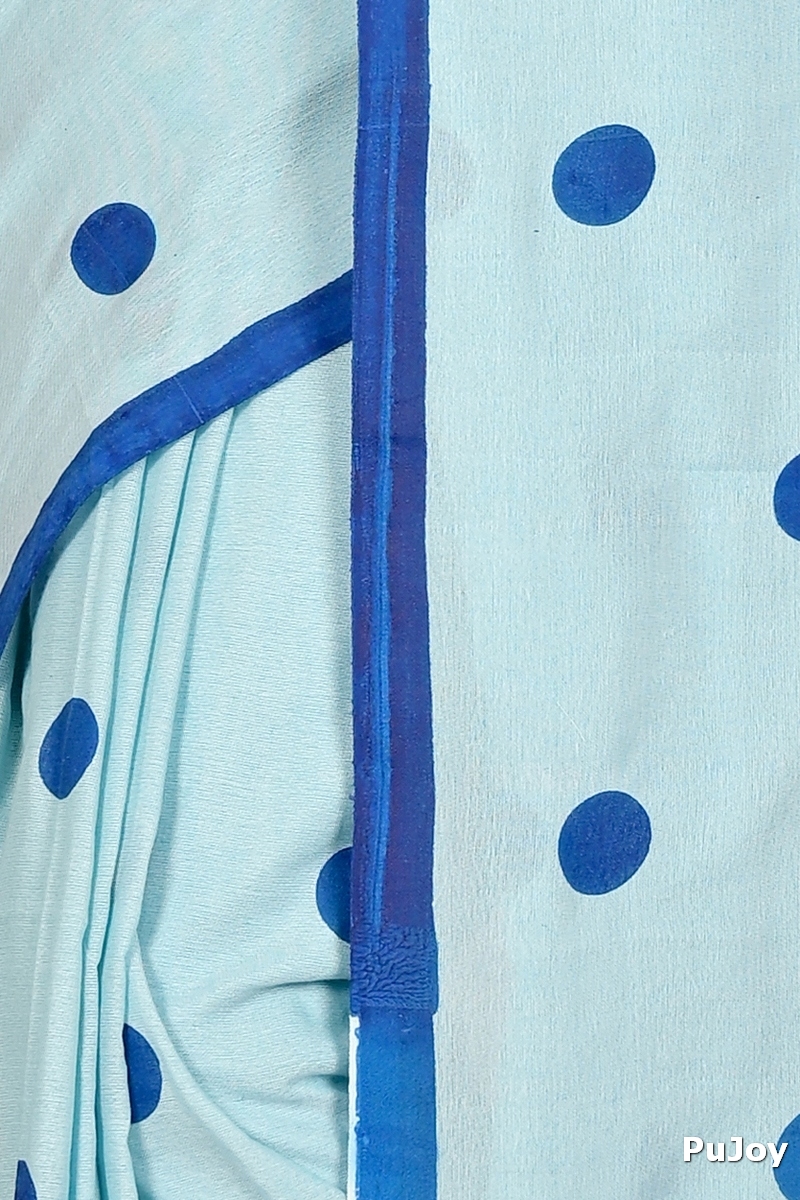 Sky Blue Pure Cotton Tip Hand Loom Saree (1698)