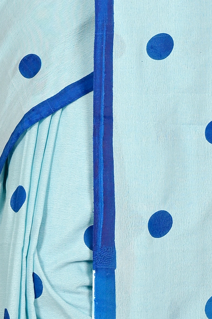 Sky Blue Pure Cotton Tip Hand Loom Saree (1698)